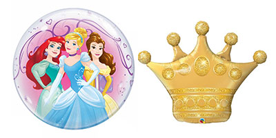Bubbleballon Prinzessin, Folienballon goldene Krone
